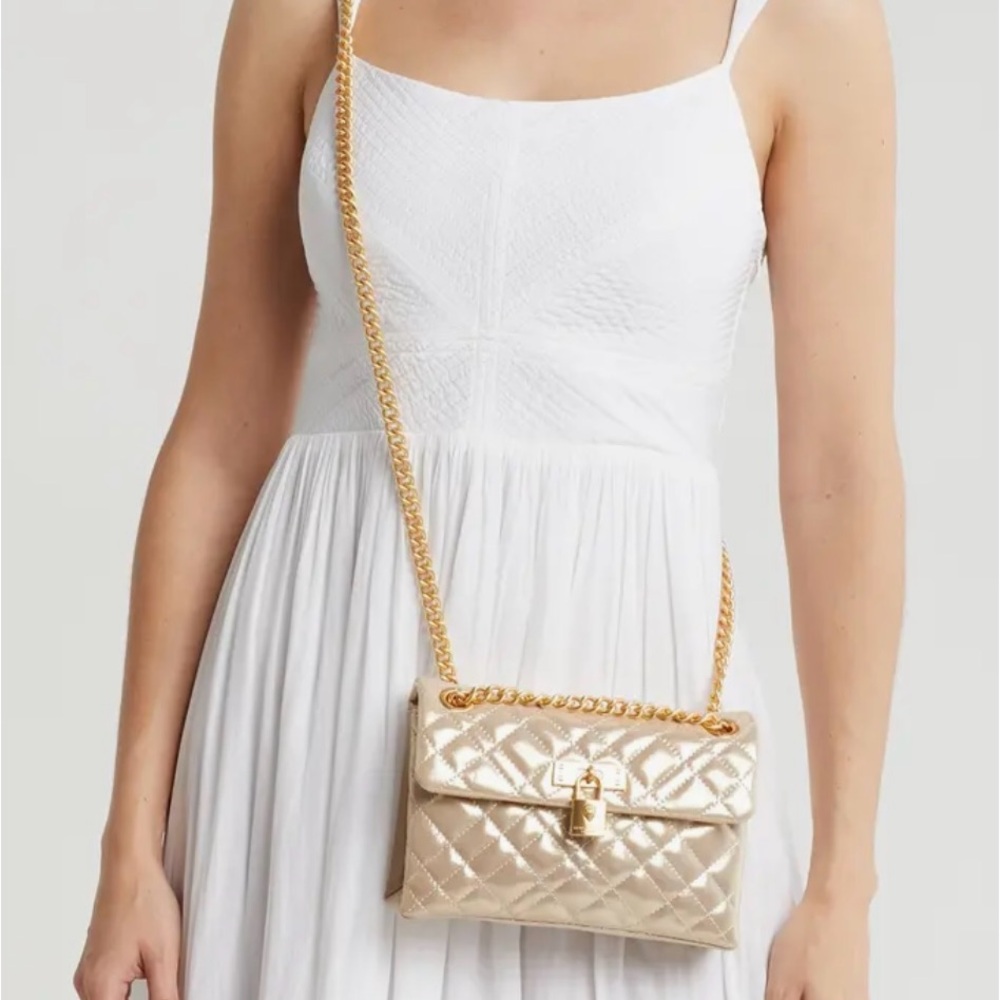 Kurt Geiger Mini Brixton Lock Leather Bag Gold
